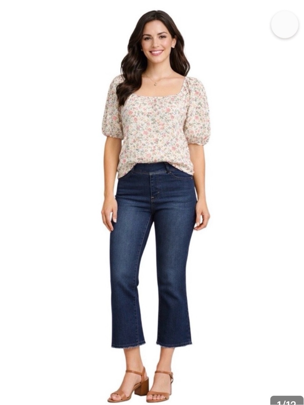SPANX Cropped Pull-on Dark Blue Kick Flare Jeans, size small